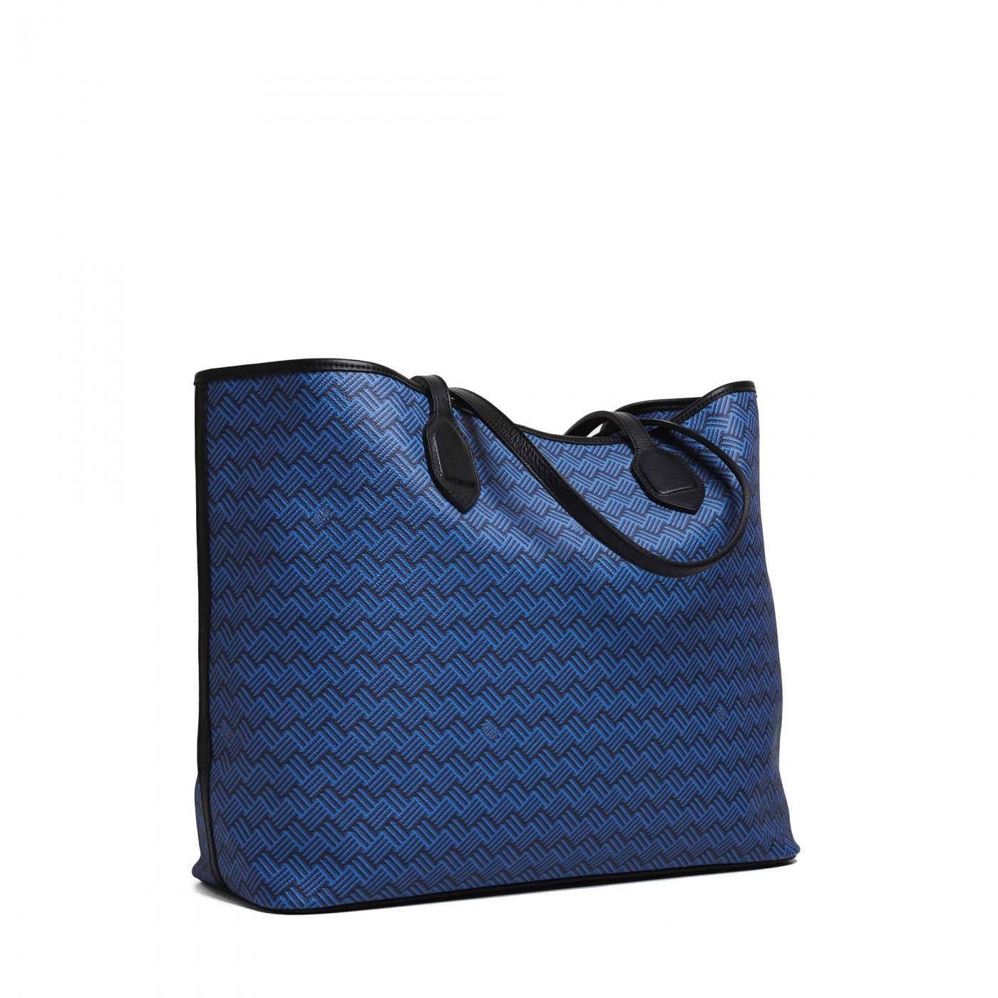 Blue Luxury Tote Bag Coated Canvas and Black Leather Lulu