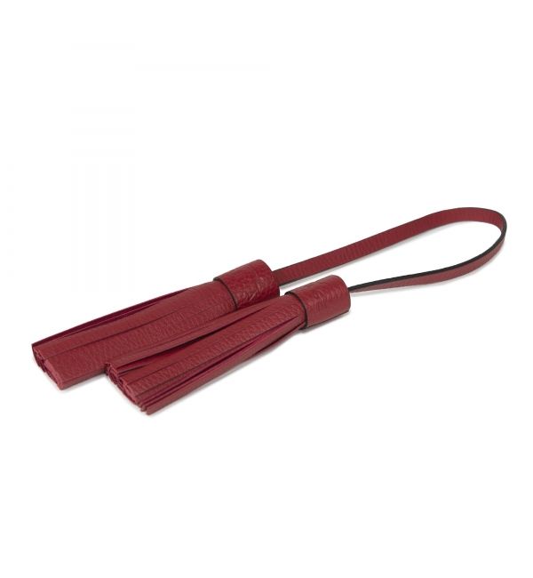 Double Pompon cuir rouge