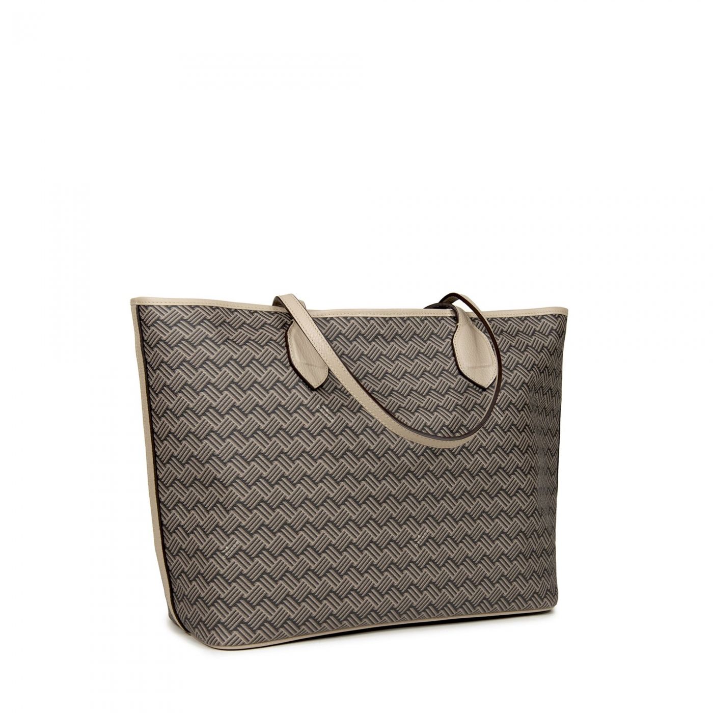 Brown Luxury Tote Bag Coated Canvas and Leather Lulu | Delage