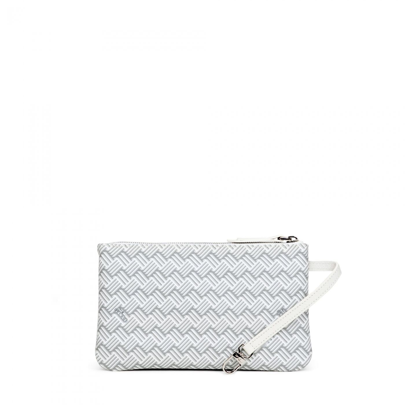 Small Clutch Bag Canvas White and Leather White