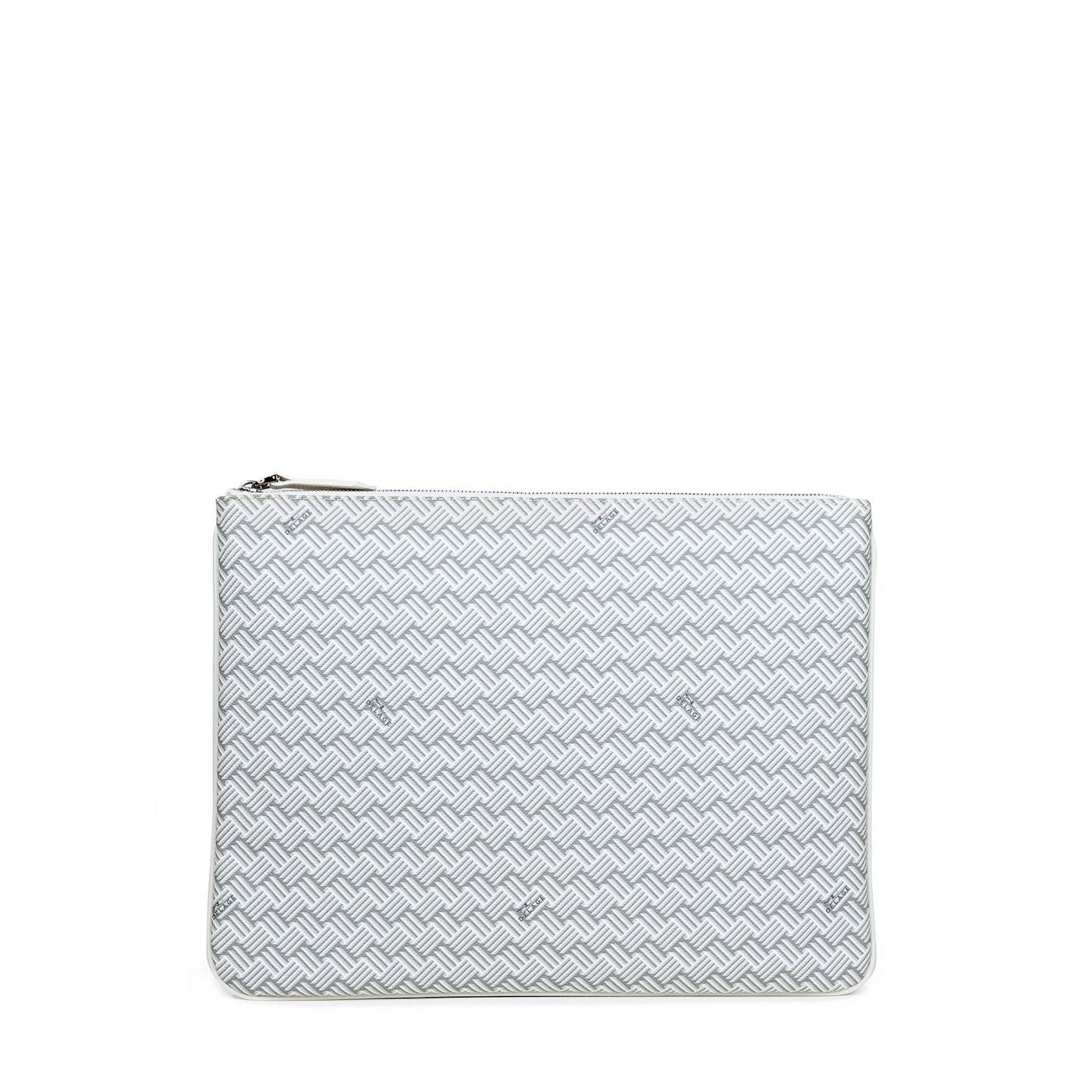 Small Clutch Bag Canvas White and Leather White