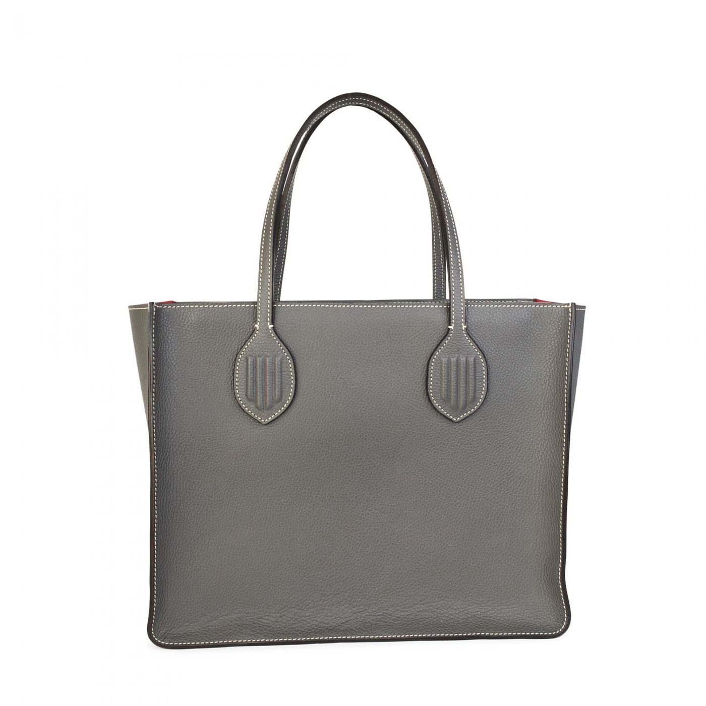 Large Tote Bag Grey Leather Louis