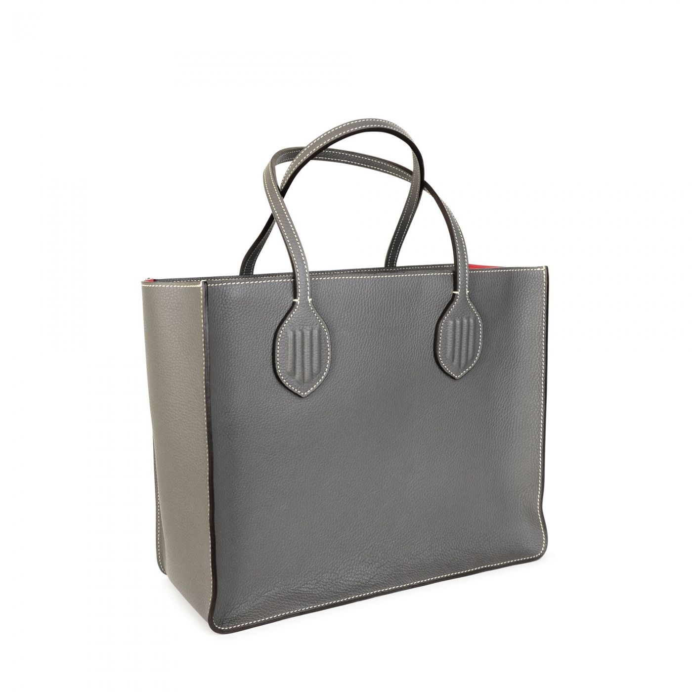 Large Tote Bag Grey Leather Louis