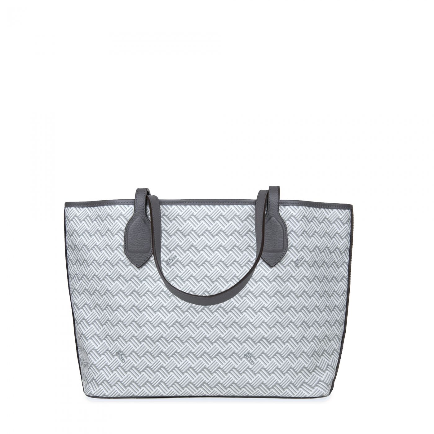 White Luxury Tote Bag Coated Canvas and Grey Leather Lulu