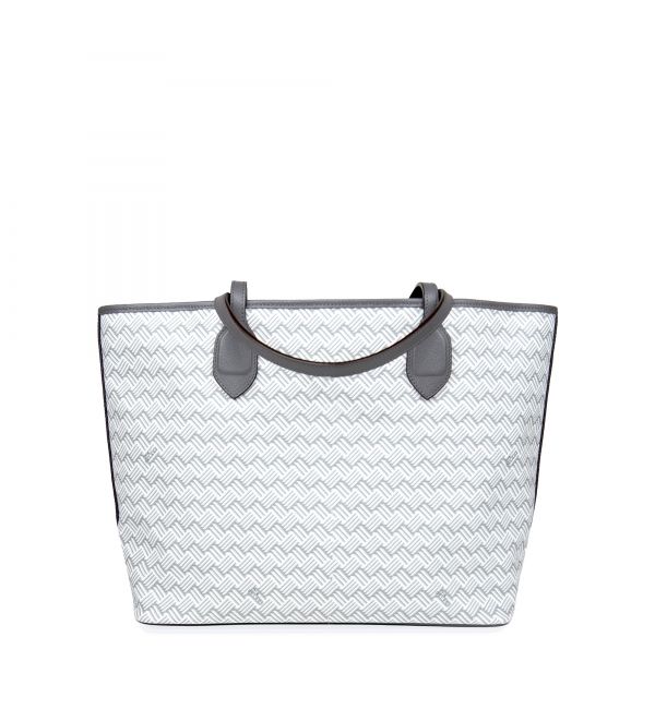 Cabas Lulu JM Blanc & Cuir Gris