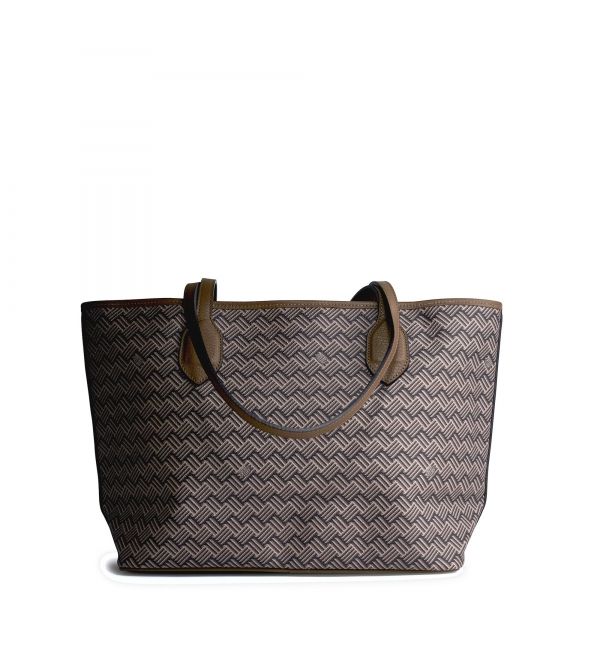 Brown Luxury Tote Bag Coated Canvas and Leather Lulu