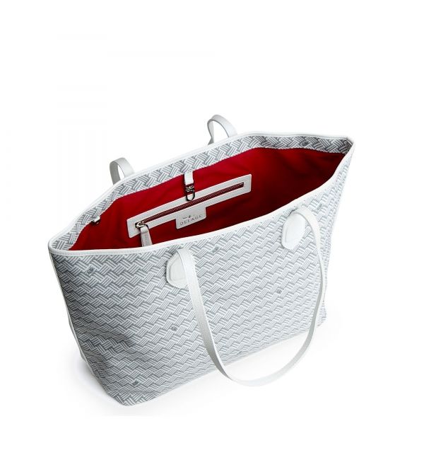 White Luxury Tote Bag Coated Canvas and White Leather Lulu