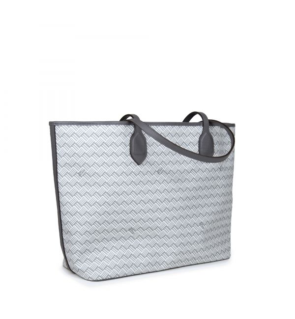 Grey Luxury Tote Bag Coated Canvas and Grey Leather Lulu