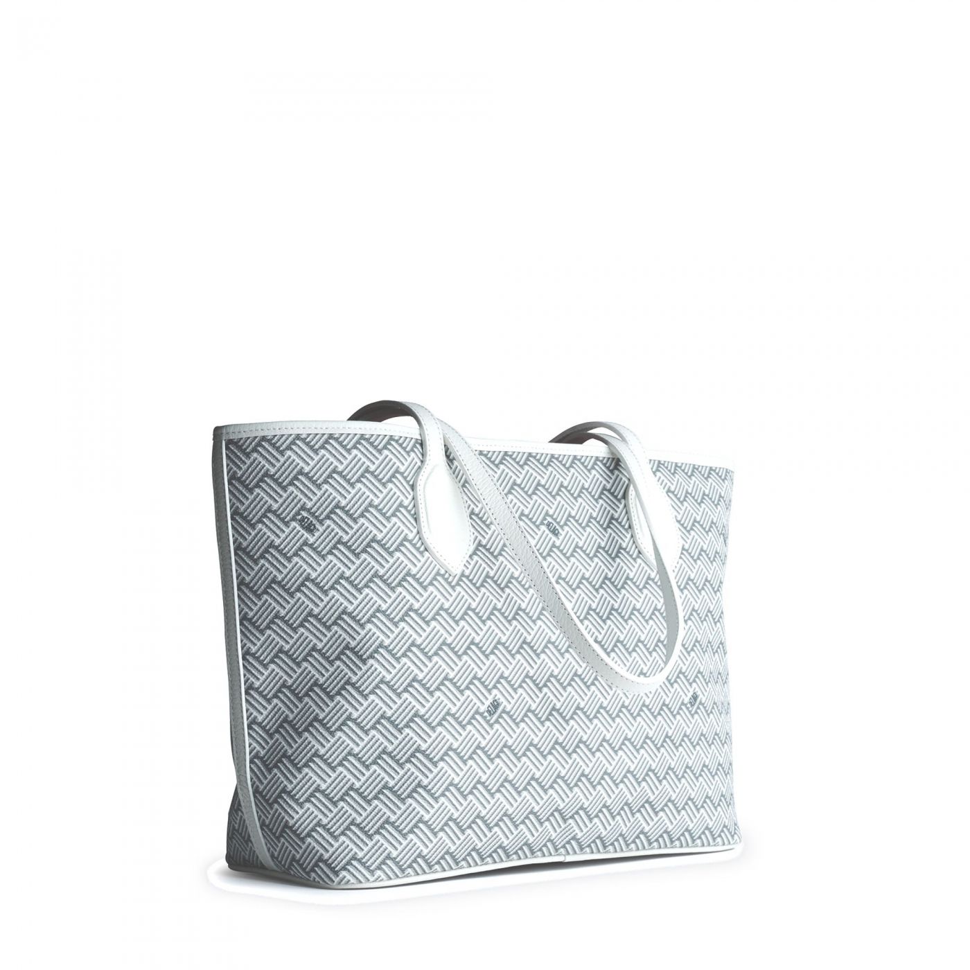 White Luxury Tote Bag Coated Canvas and White Leather Lulu | Delage