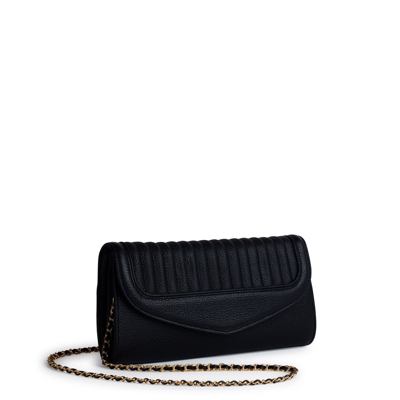 Quilted black leather clutch bag