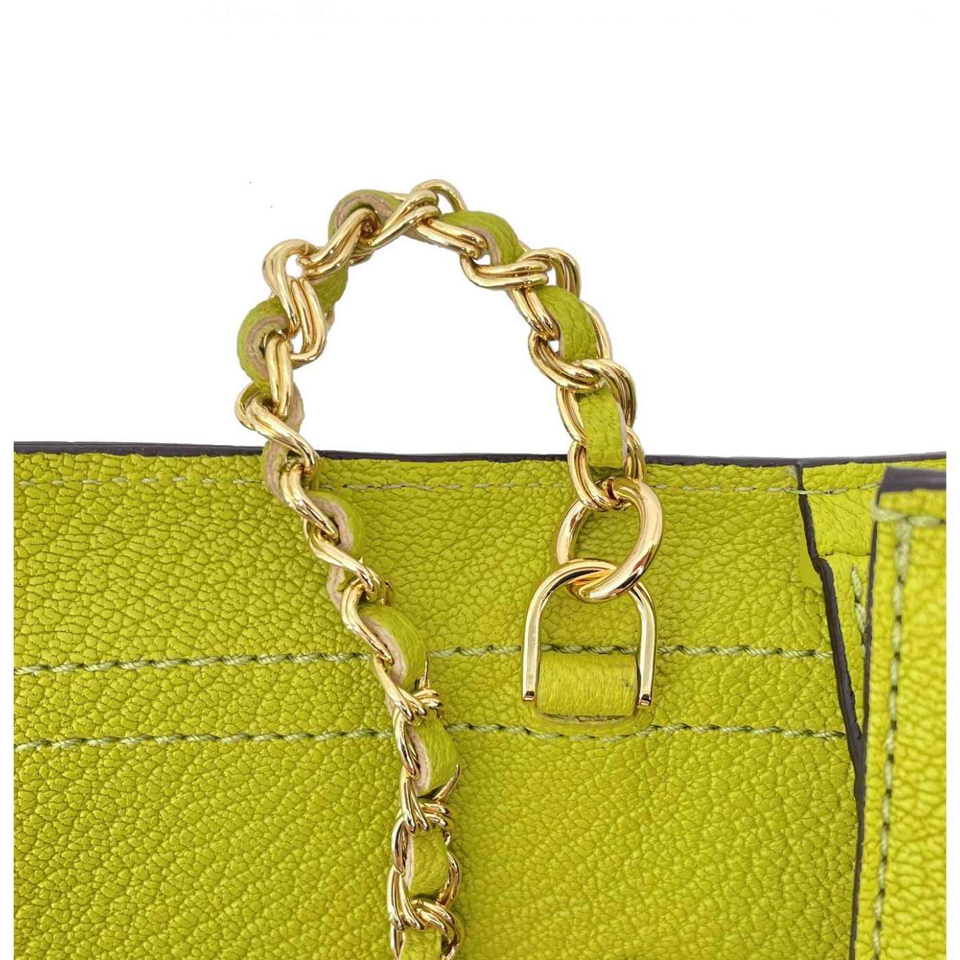 Sandro | Leather Tote Bag with Chain Jewellery | Green