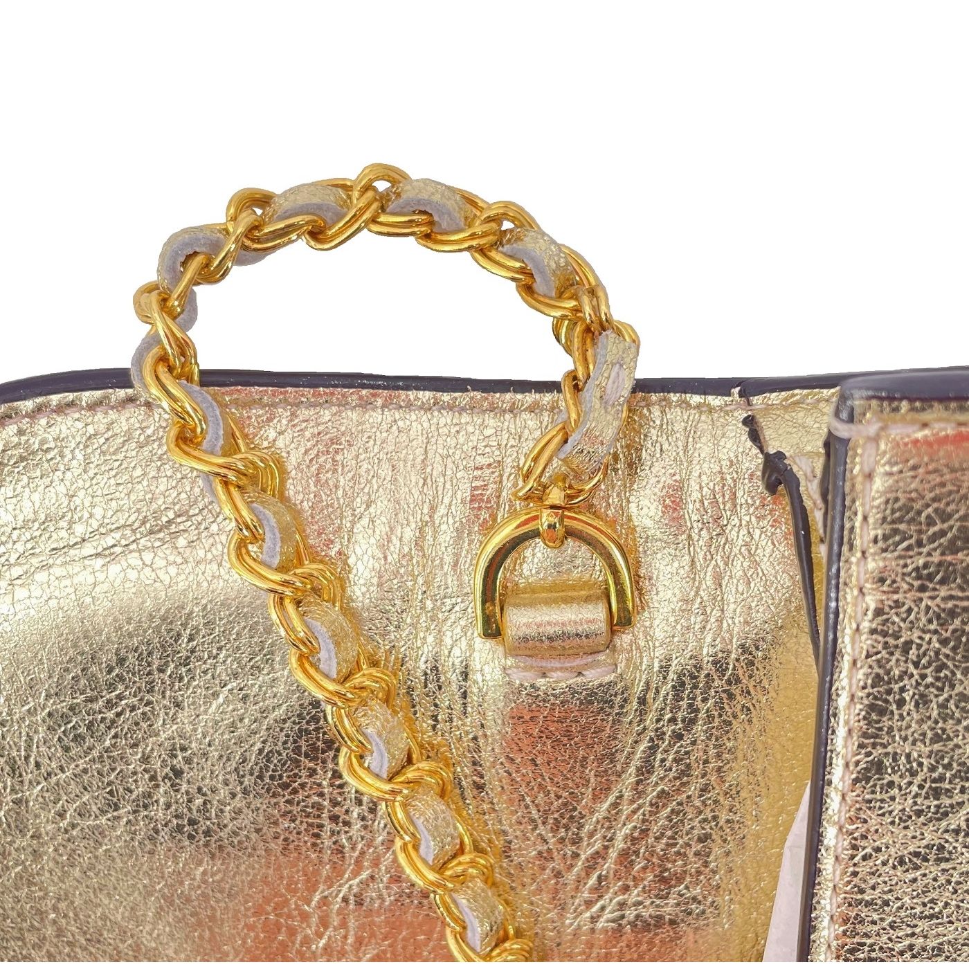 Crossbody Bag in Gold Leather Jeanne PM Delage