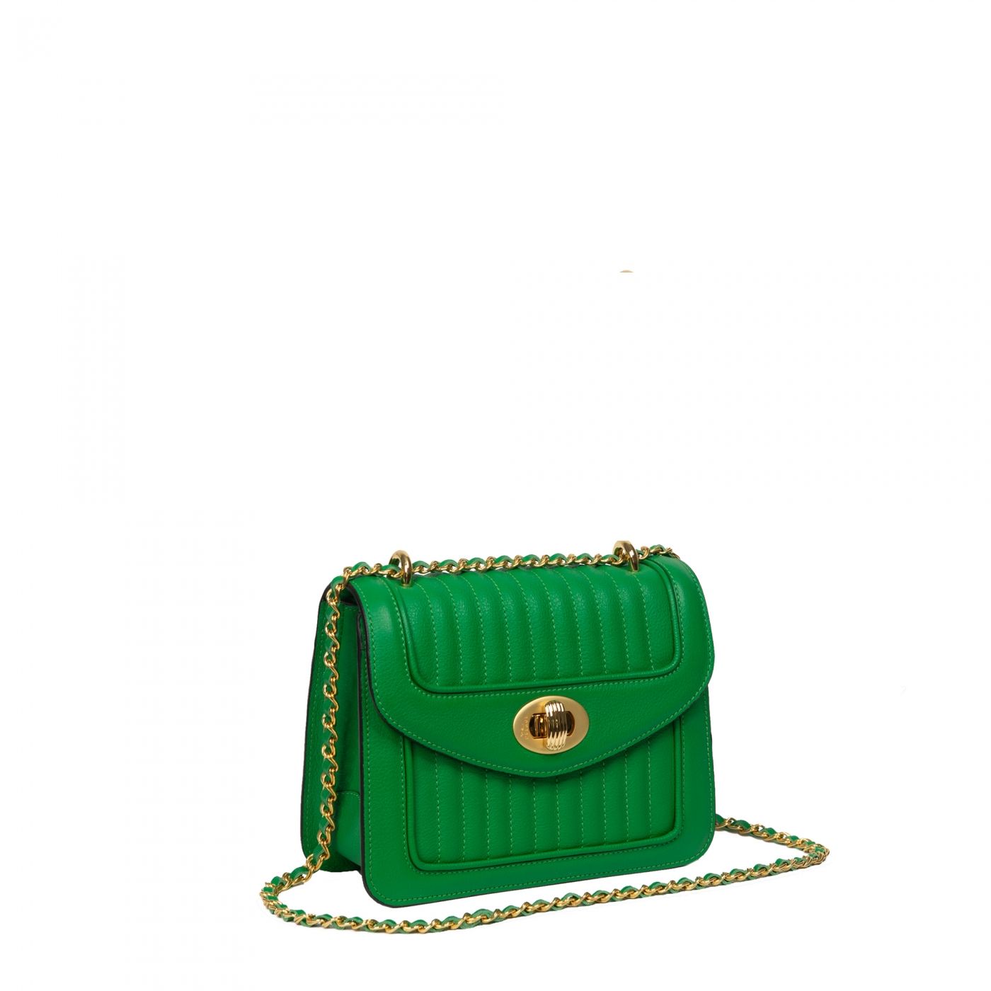 Green Leather Quilted Flap Bag