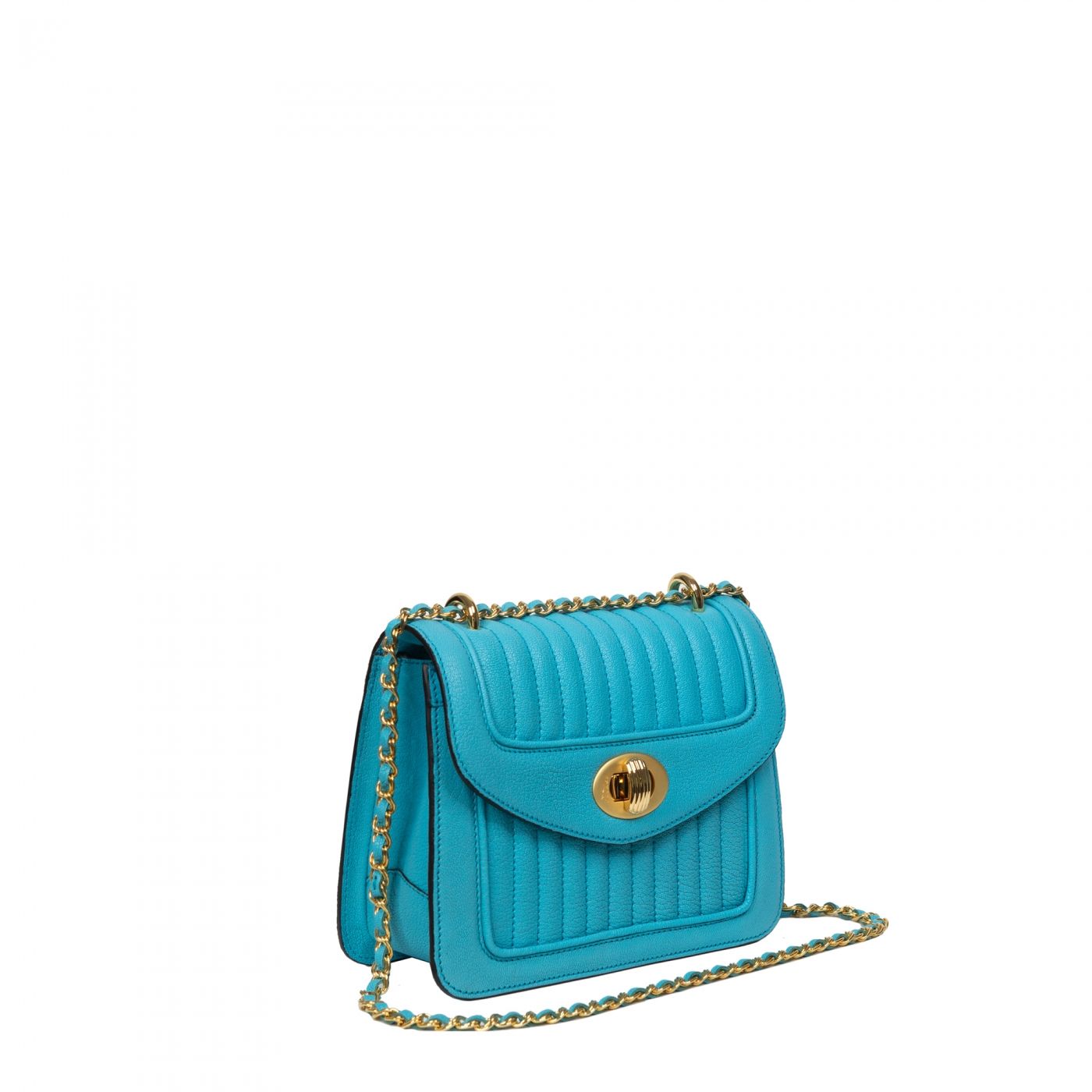 Quilted Handbag Leather Ginette Blue Turquoise |Delage