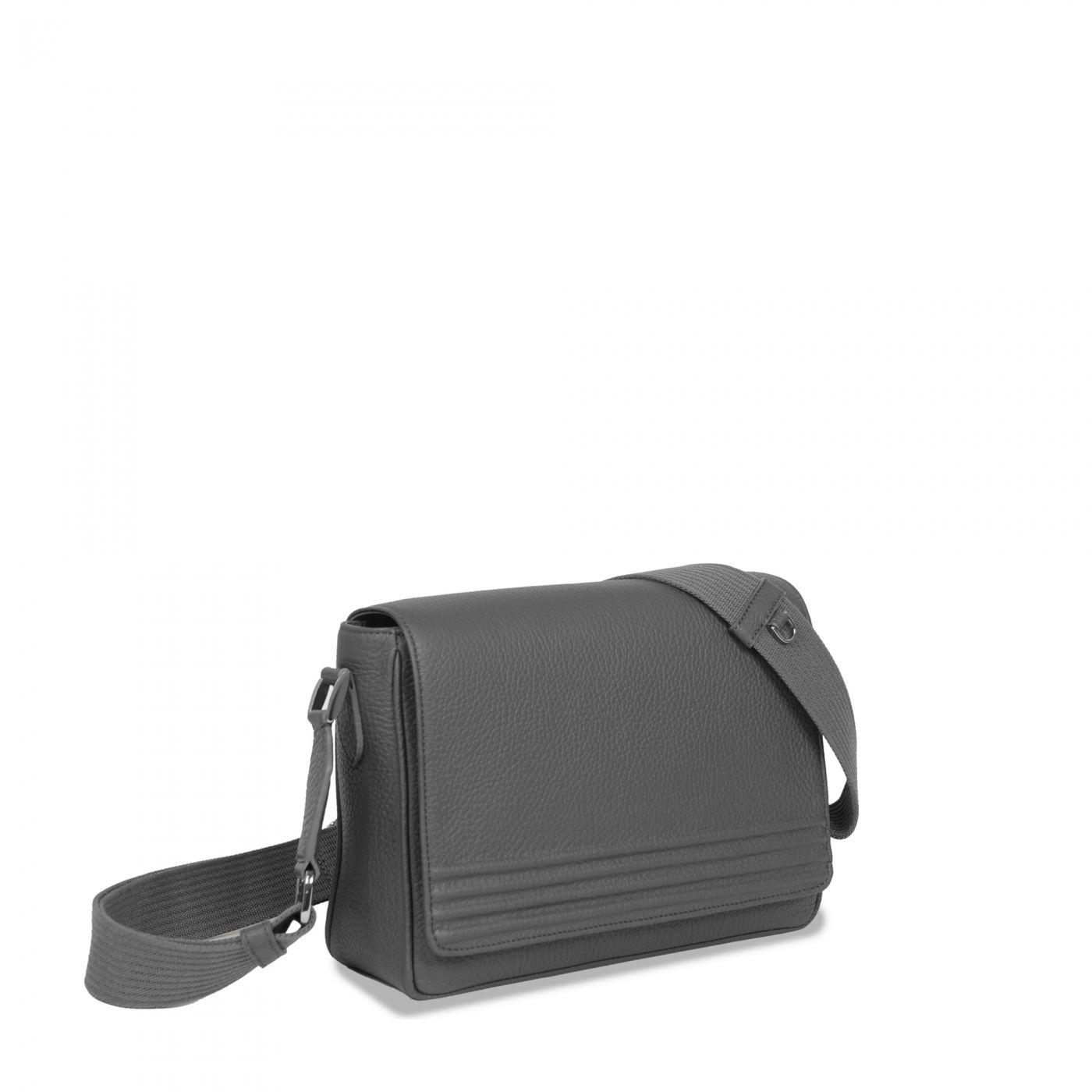 Messenger bag in grey Leather Mitzou Delage