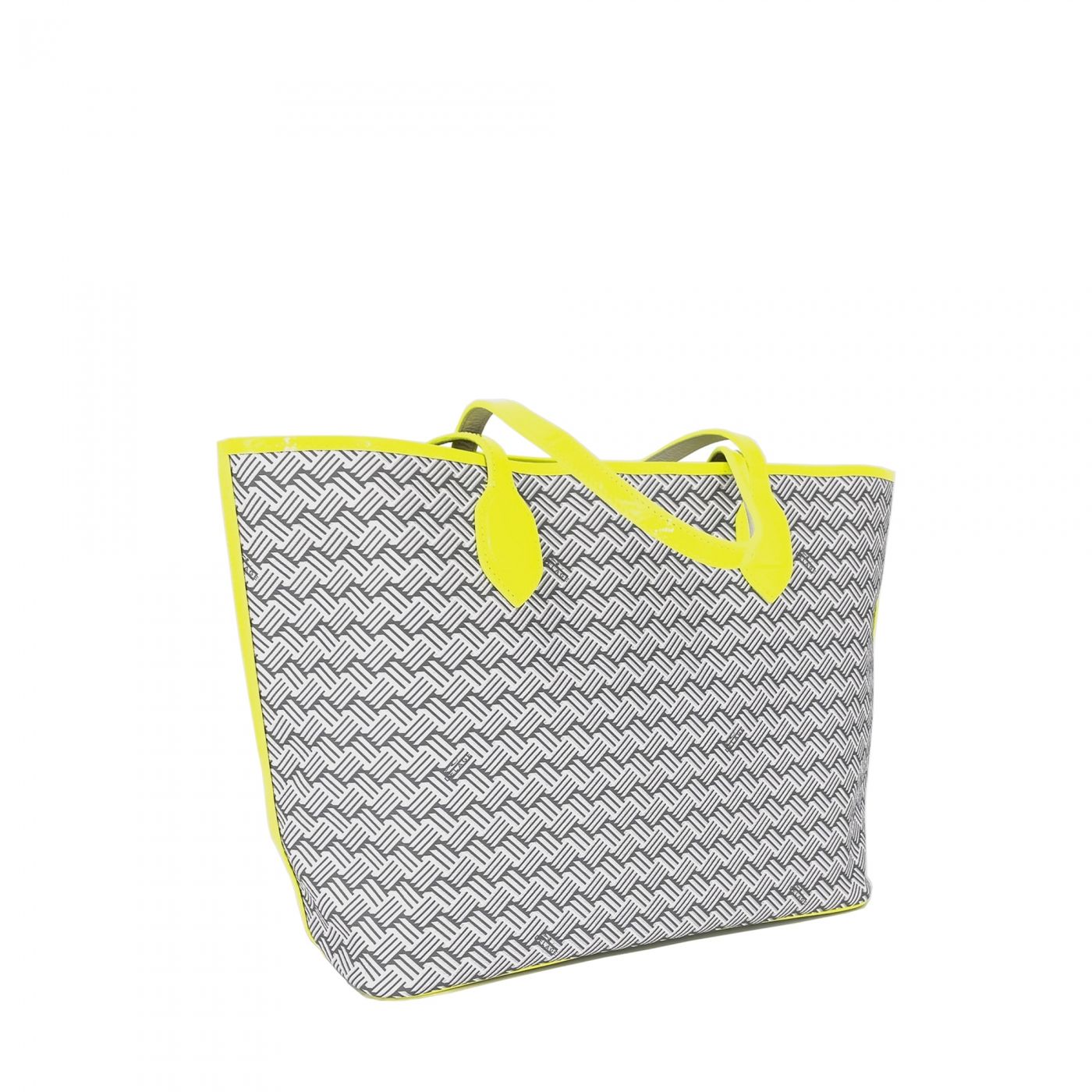Cabas Lulu JM Blanc & Cuir Fluo Jaune