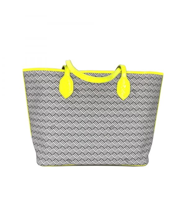 Cabas Lulu JM Blanc & Cuir Fluo Jaune