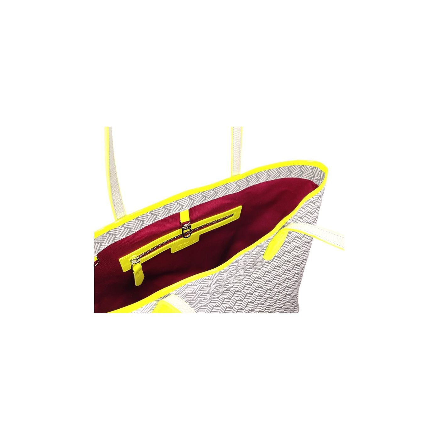 Cabas Lulu JM Blanc & Cuir Fluo Jaune