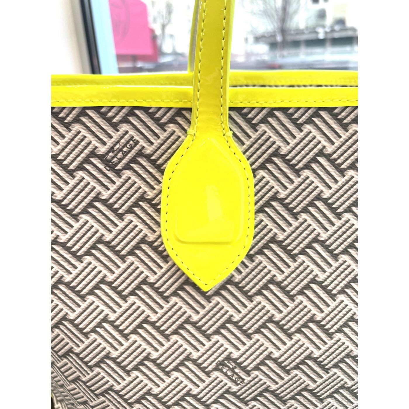 Cabas Lulu JM Blanc & Cuir Fluo Jaune