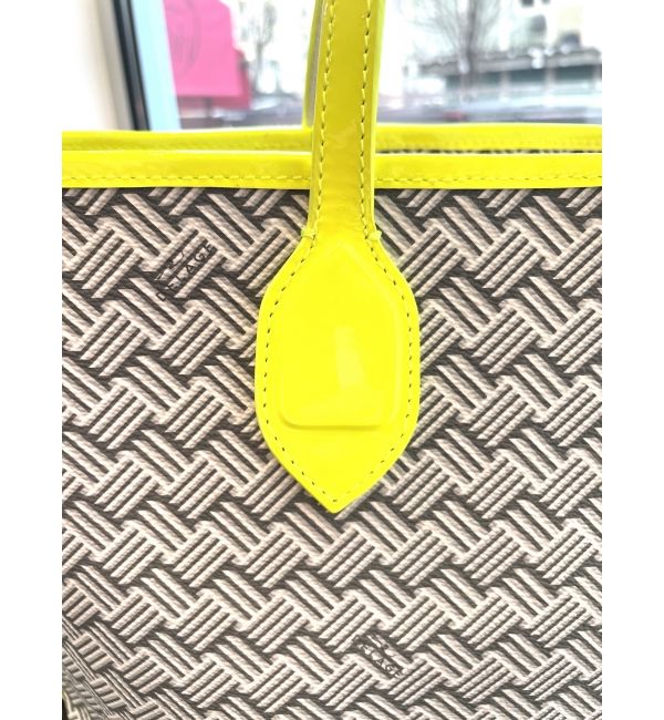 Cabas Lulu JM Blanc & Cuir Fluo Jaune
