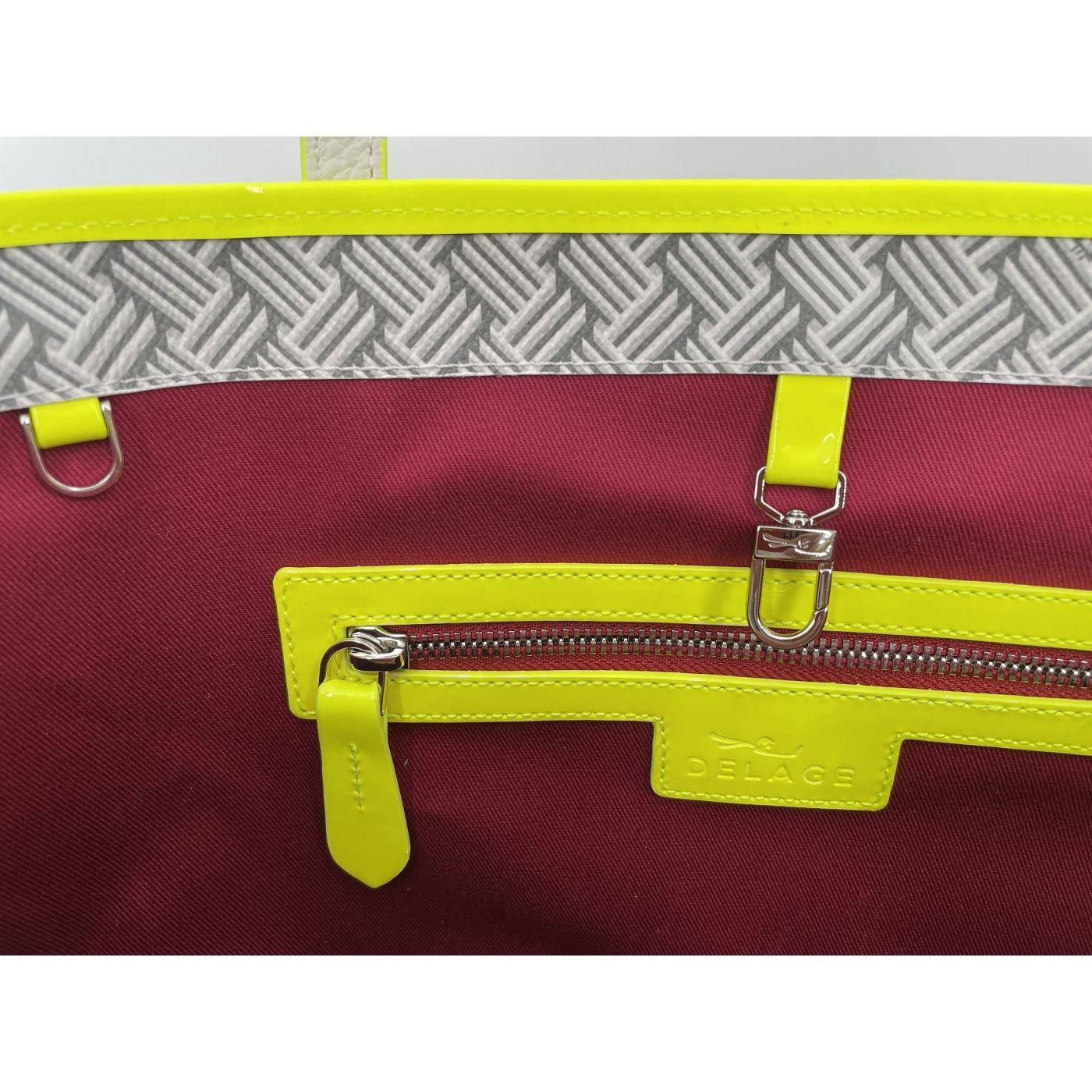 Cabas Lulu JM Blanc & Cuir Fluo Jaune