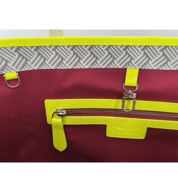 Cabas Lulu JM Blanc & Cuir Fluo Jaune