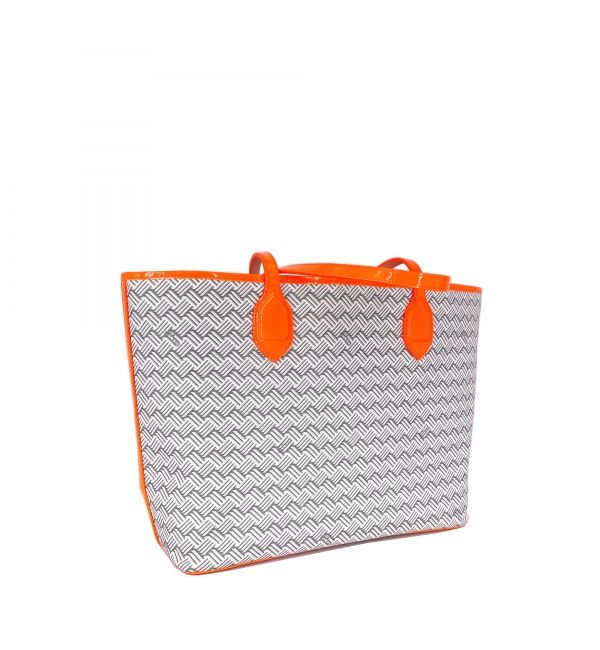 Cabas Lulu JM Blanc & Cuir Fluo Orange