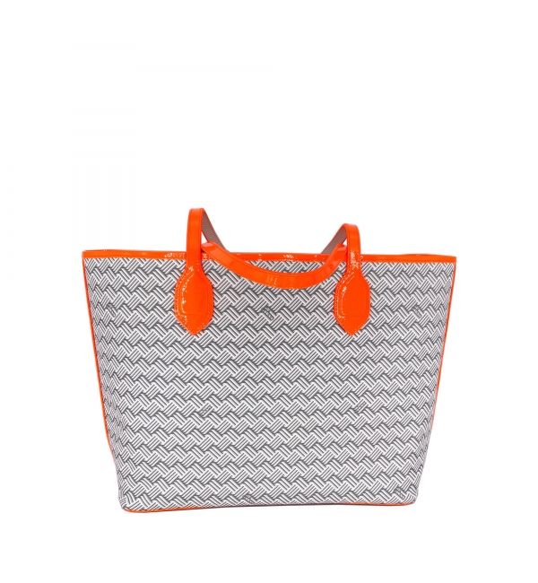 Cabas Lulu JM Blanc & Cuir Fluo Orange