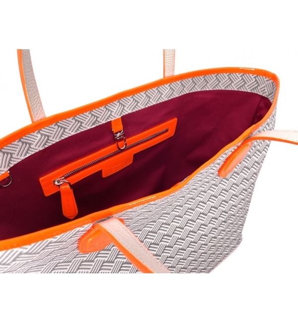 Cabas Lulu JM Blanc & Cuir Fluo Orange