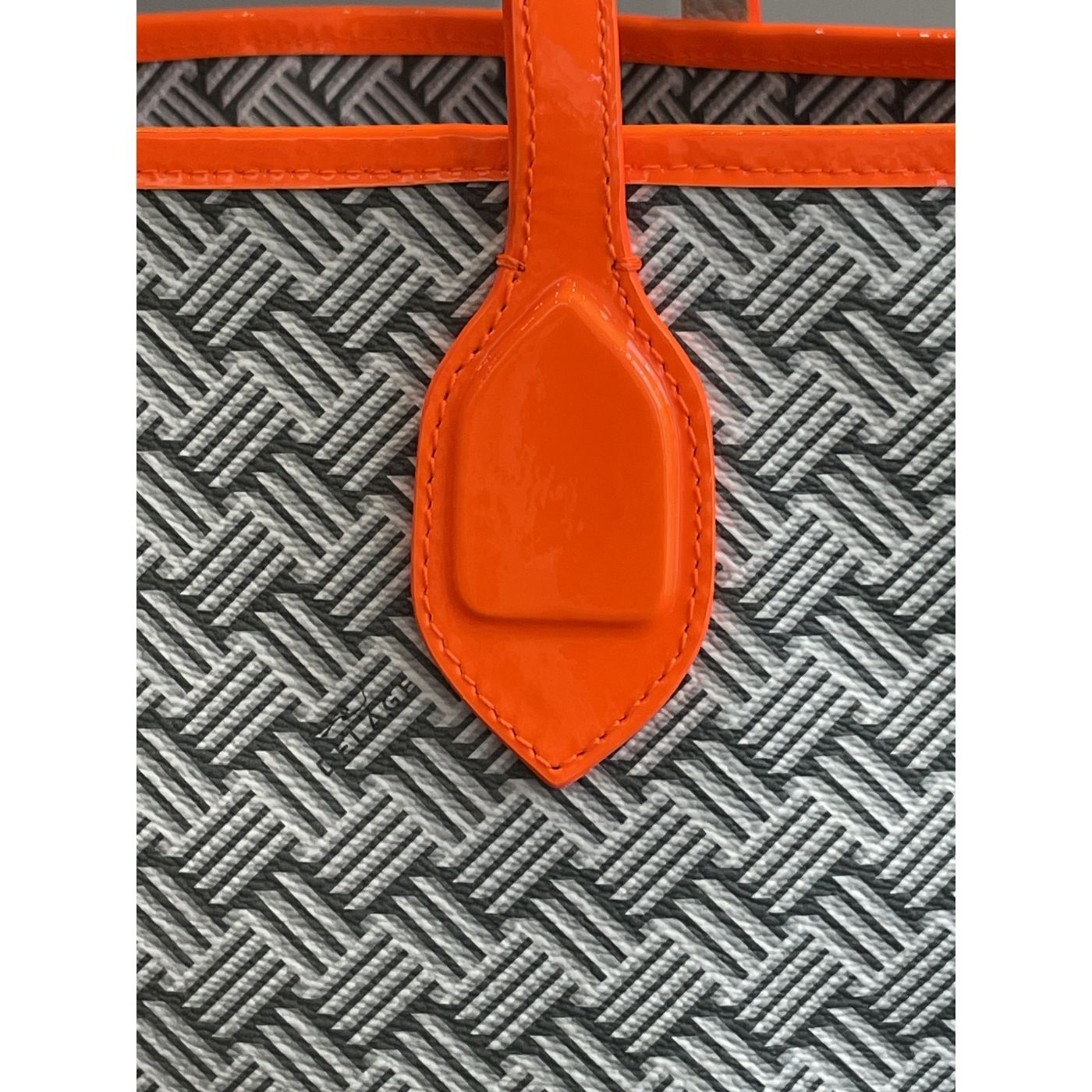 Cabas Lulu JM Blanc & Cuir Fluo Orange
