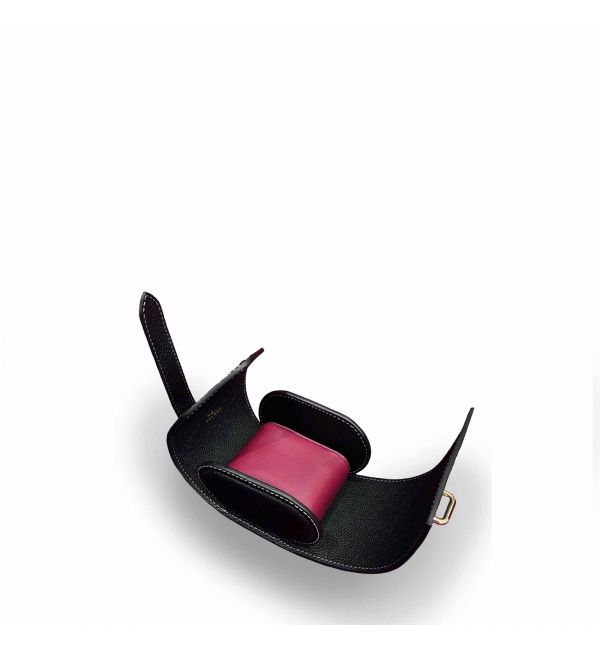 Watch case black leather